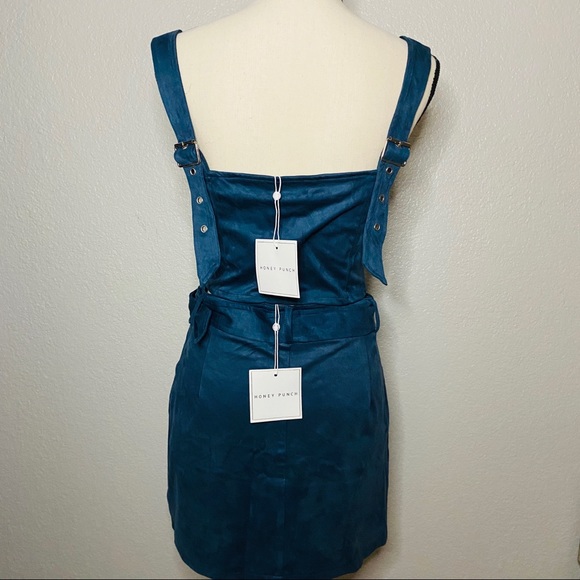 NEW Teal Suede 2 Piece Skirt and Crop Top Set - Picture 6 of 7